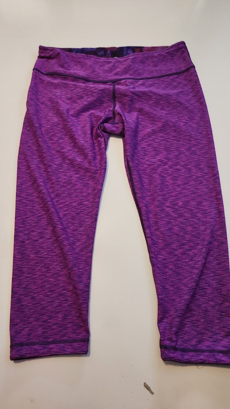90 Degree by Reflex Cropped Yoga Leggings Purple Space Dye Capris Womens #446